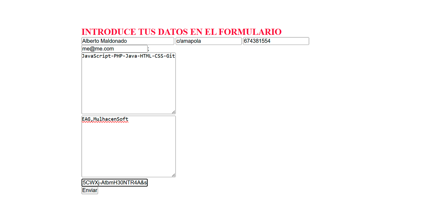 formulario para curriculum